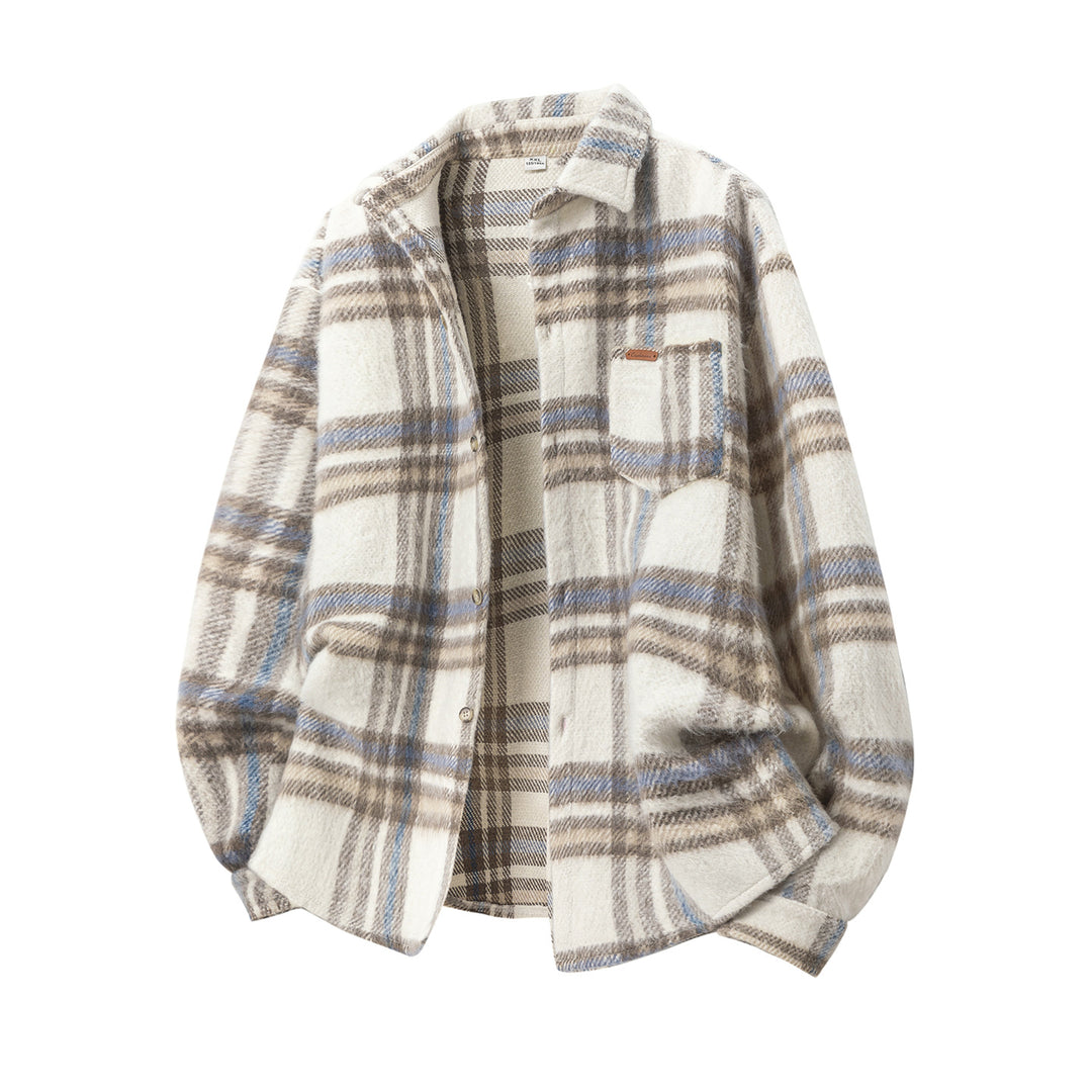 Unisex Oversize-Karo-Hemdjacke mit weichem Bouclé-Finish Echo Archiv