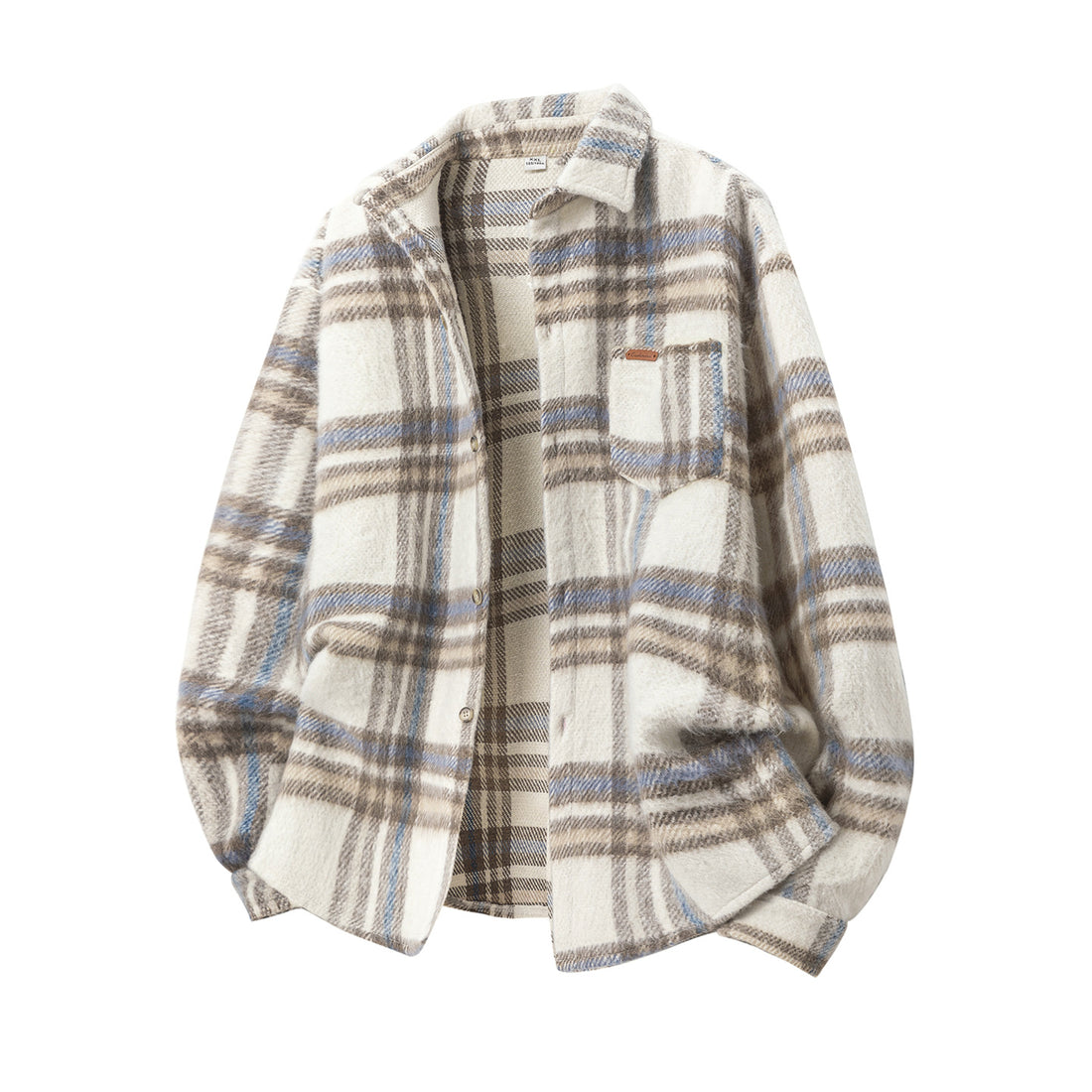Unisex Oversize-Karo-Hemdjacke mit weichem Bouclé-Finish Echo Archiv
