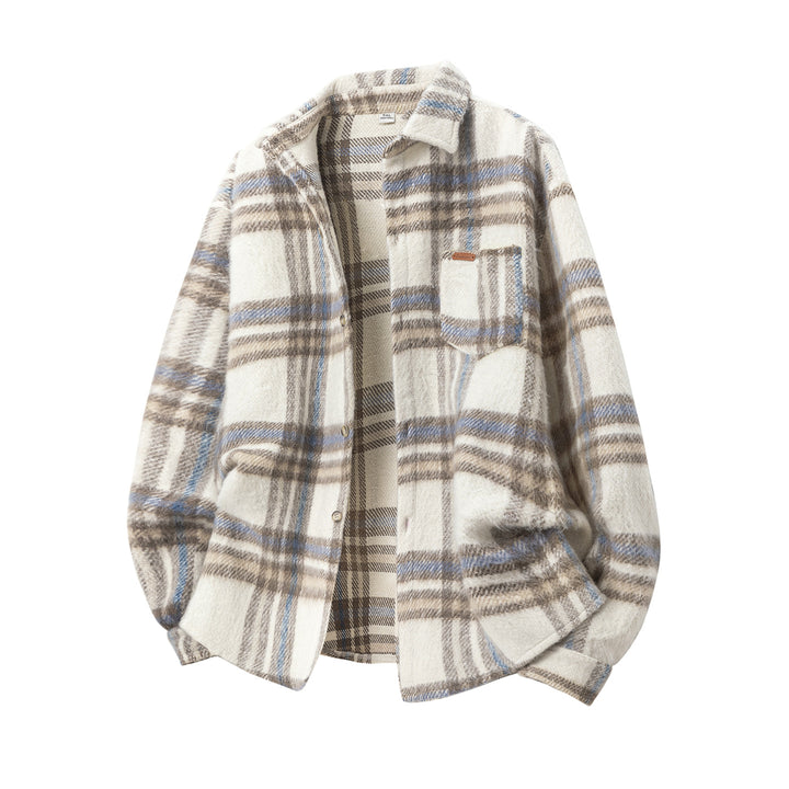 Unisex Oversize-Karo-Hemdjacke mit weichem Bouclé-Finish Echo Archiv