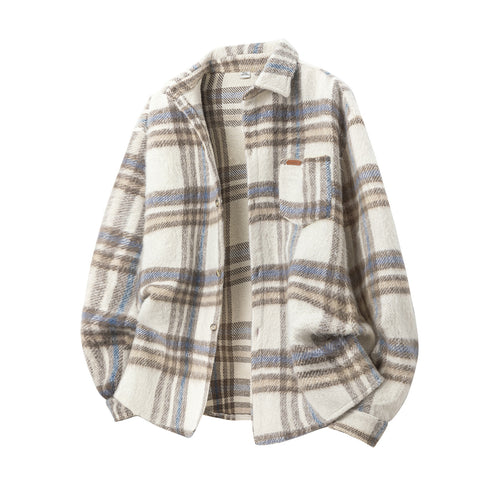 Unisex Oversize-Karo-Hemdjacke mit weichem Bouclé-Finish Echo Archiv