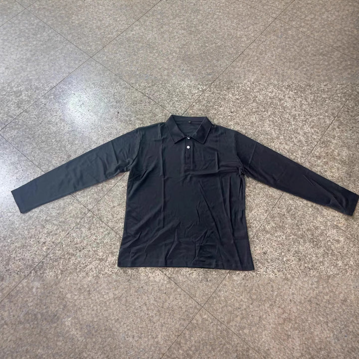 Herren elegantes Longsleeve Poloshirt mit modernem Henley-Kragen und atmungsaktiven Eigenschaften Echoarchiv