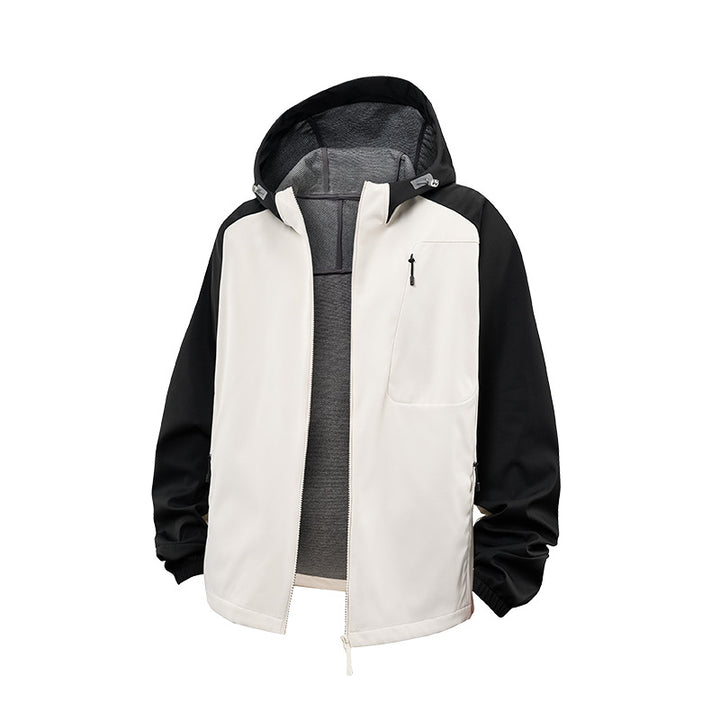 Herren Wasserdichte Softshell-Kapuzenjacke mit Fleece-Innenfutter, winddicht und mit Brustreißverschluss Echo Archiv