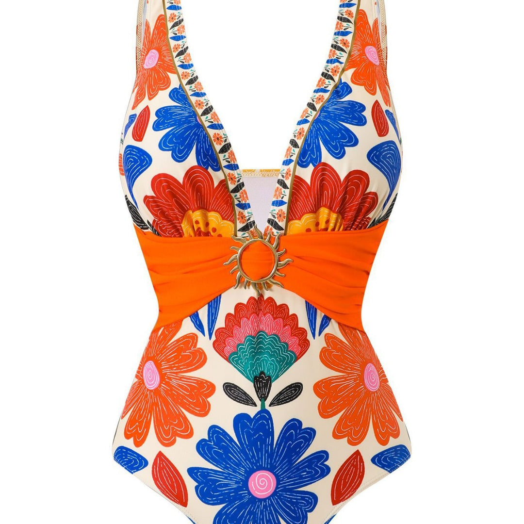 Damen Mehrteiliges Badeanzug-Set mit floralen Motiven Echo Archiv