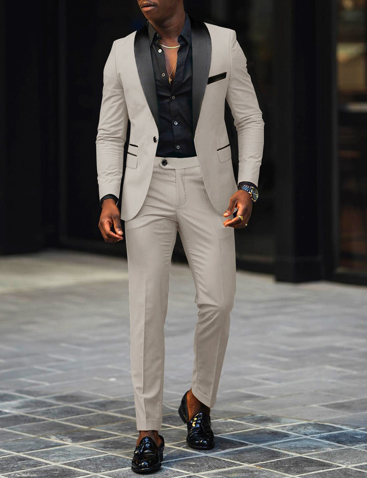 Herren nan schmal geschnittener Smokinganzug mit Satinrevers und Slim-Fit-Hose Echo Archiv