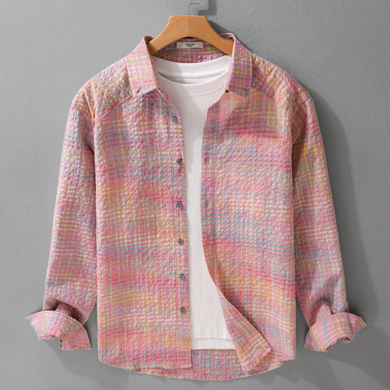 Damen Leichtes Crinkle-Karohemd im Overshirt‑Stil mit Aquarell-Check und relaxed Fit Echoarchiv