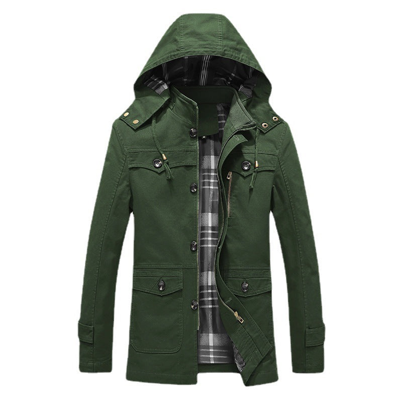 Herren Übergangs-Canvasparka mit gesteppter Karofutter-Innenlage und Mehrfachtaschen Echo Archiv