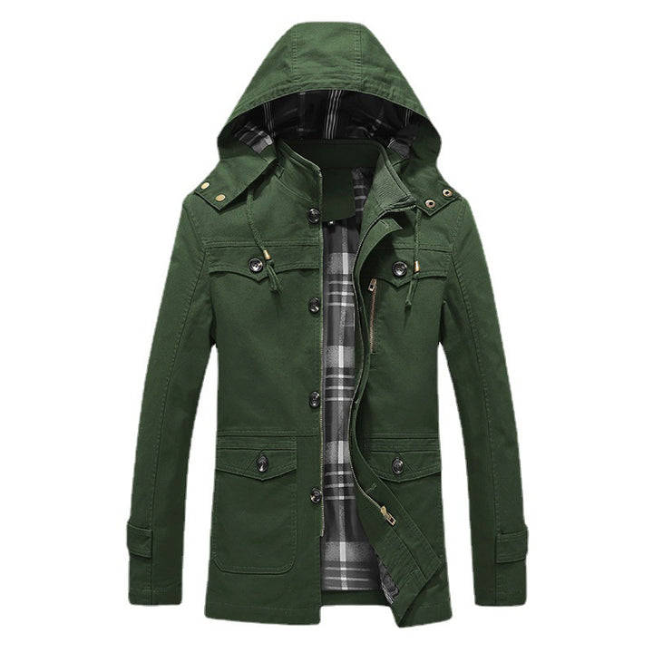 Herren Übergangs-Canvasparka mit gesteppter Karofutter-Innenlage und Mehrfachtaschen Echo Archiv
