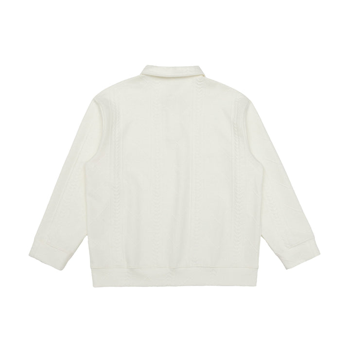 Unisex Strukturierter Polopullover mit Hemdkragen und Zopfmuster Echoarchiv