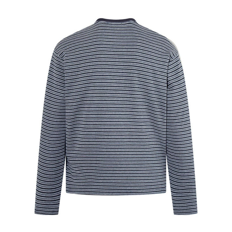 Herren Gestreiftes Langarmshirt aus Baumwollmischung mit Rundhalsausschnitt und Relaxed-Fit Echoarchiv