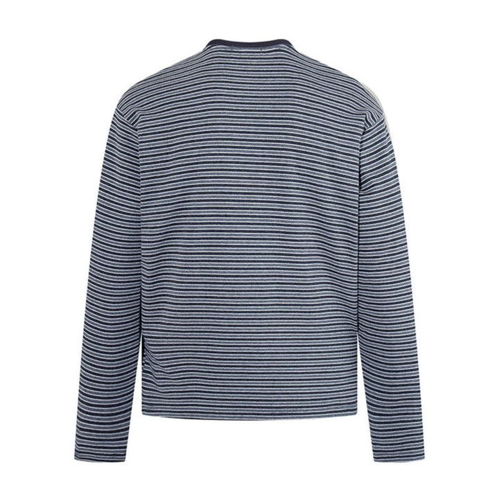 Herren Gestreiftes Langarmshirt aus Baumwollmischung mit Rundhalsausschnitt und Relaxed-Fit Echoarchiv