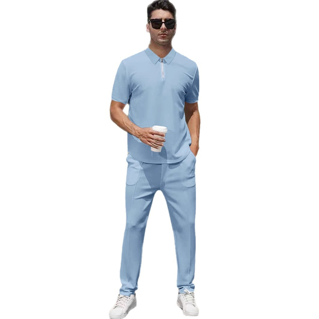 Herren nan urbanes Reise-Poloshirt mit kurzem Frontreißverschluss, elastischem Interlock und knitterarmer Pflege Echo Archiv