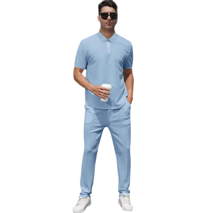Herren nan urbanes Reise-Poloshirt mit kurzem Frontreißverschluss, elastischem Interlock und knitterarmer Pflege Echo Archiv