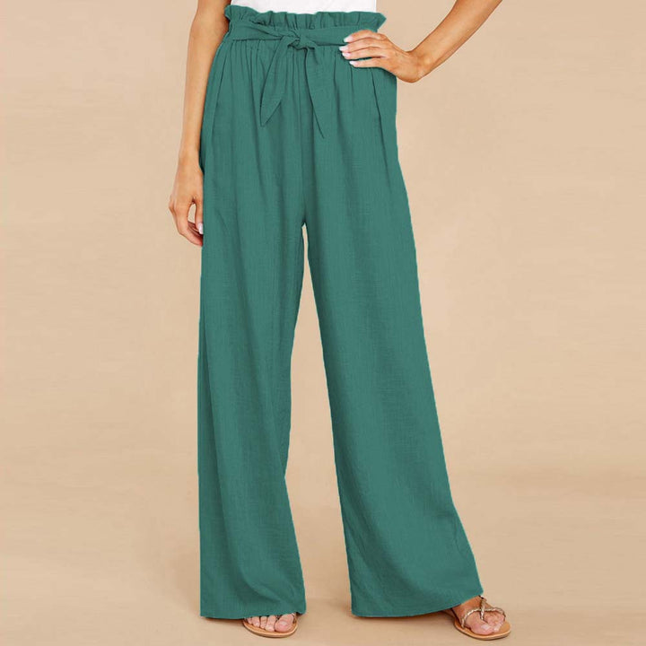 Damen nan Leinenhose mit Paperbag-Bund und weitem Bein Echo Archiv