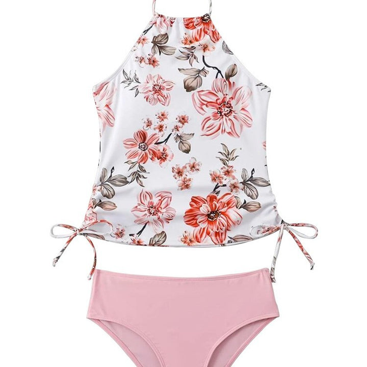 Damen Schnittiger Tankini mit floralem Design und verstellbaren Riemen Echo Archiv