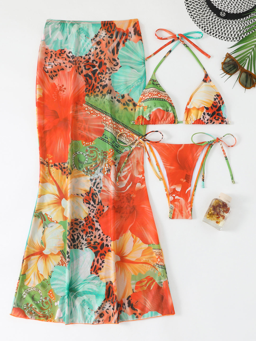 Damen Strandkleid mit blühendem Bikini-Set Echo Archiv