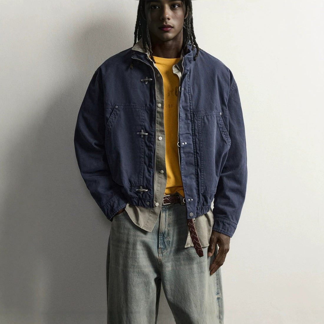 Herren Leichte Oversized Fieldjacke mit Stehkragen und Knebelverschlüssen Echo Archiv