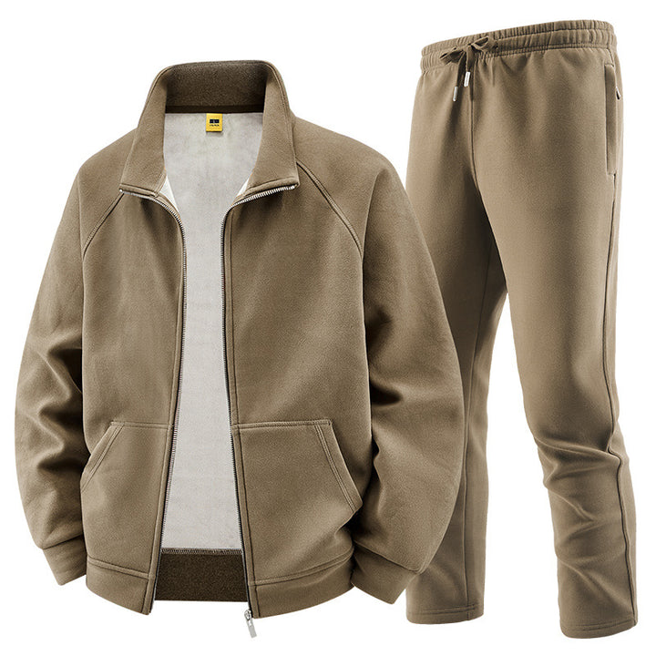 Herren Fleece-Trainingsset mit Stehkragen und Elastikbund Echo Archiv
