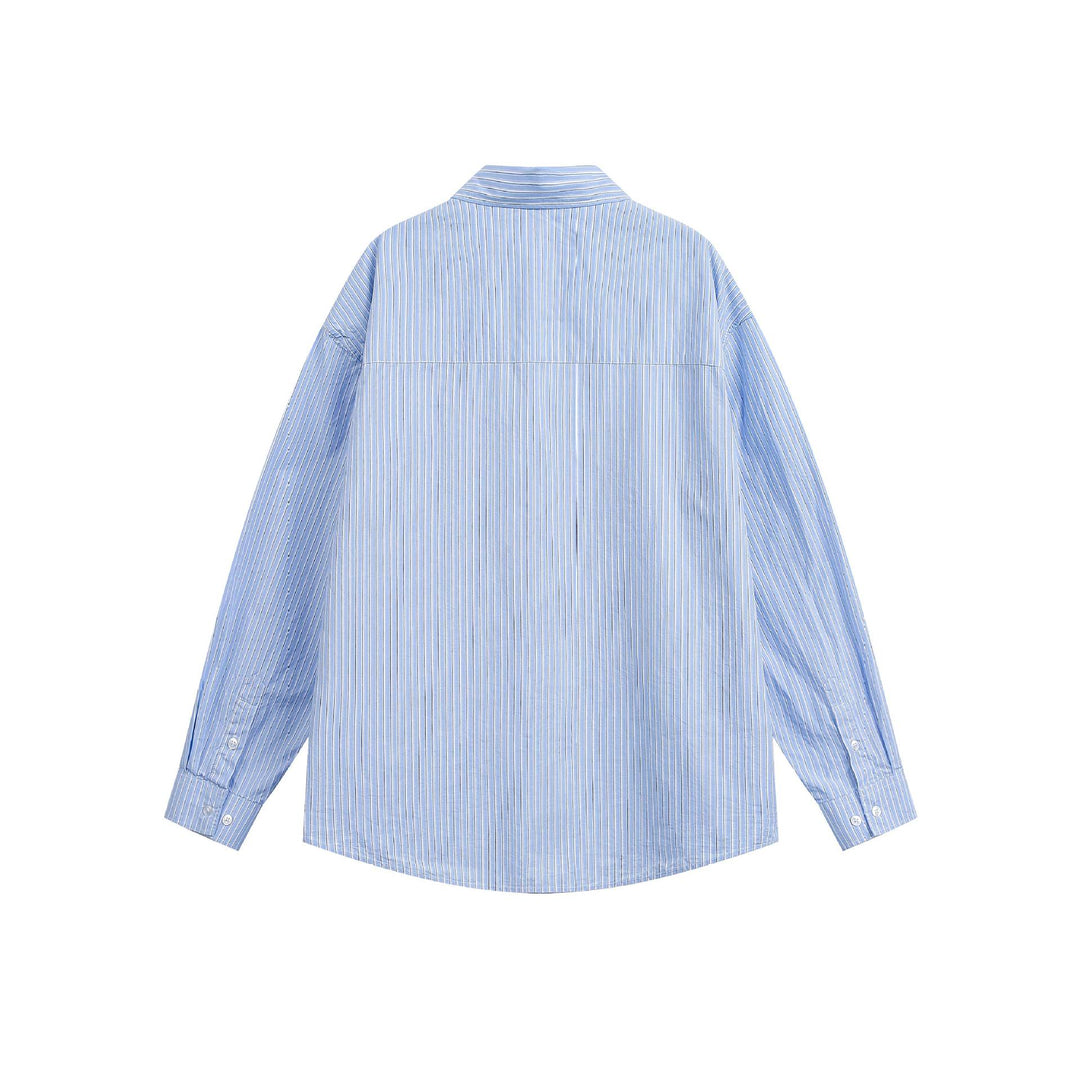 Herren Locker geschnittenes Streifenhemd im Oversize‑Cut mit Brusttasche und gerundetem Saum Echoarchiv