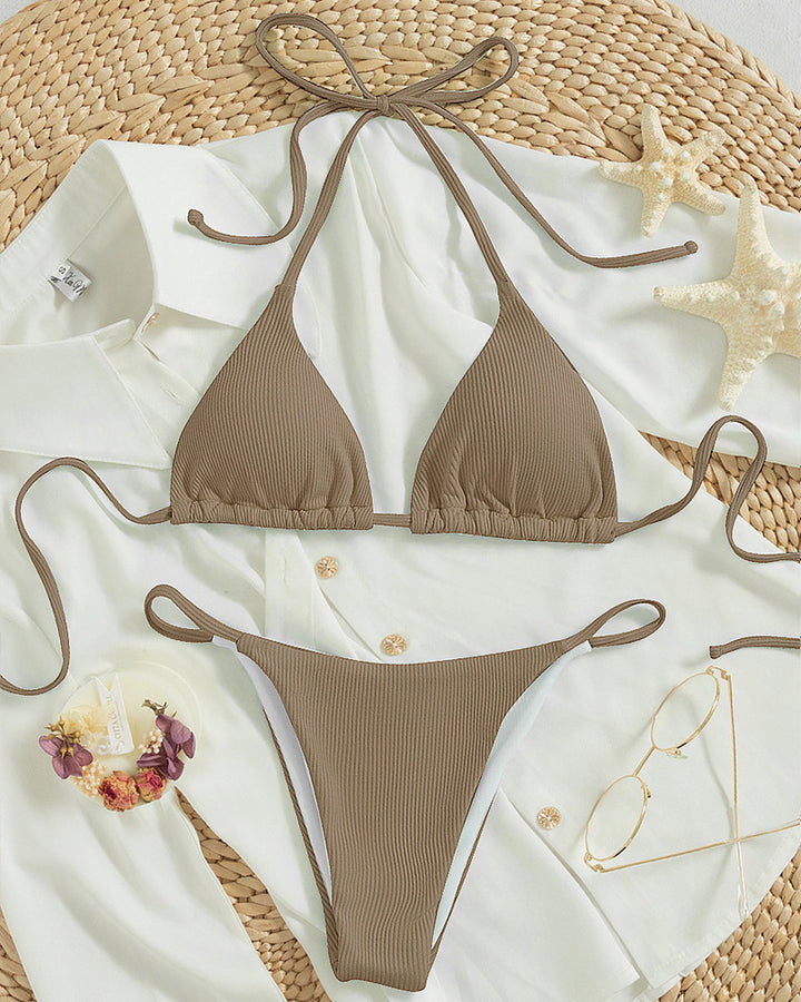 Damen Triangel-Bikini mit verstellbaren Bändern und rippierter Textur Echo Archiv