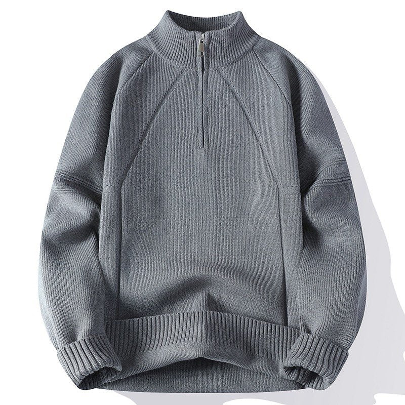 Herren Strickpullover mit hohem Kragen und Reißverschluss Echoarchiv