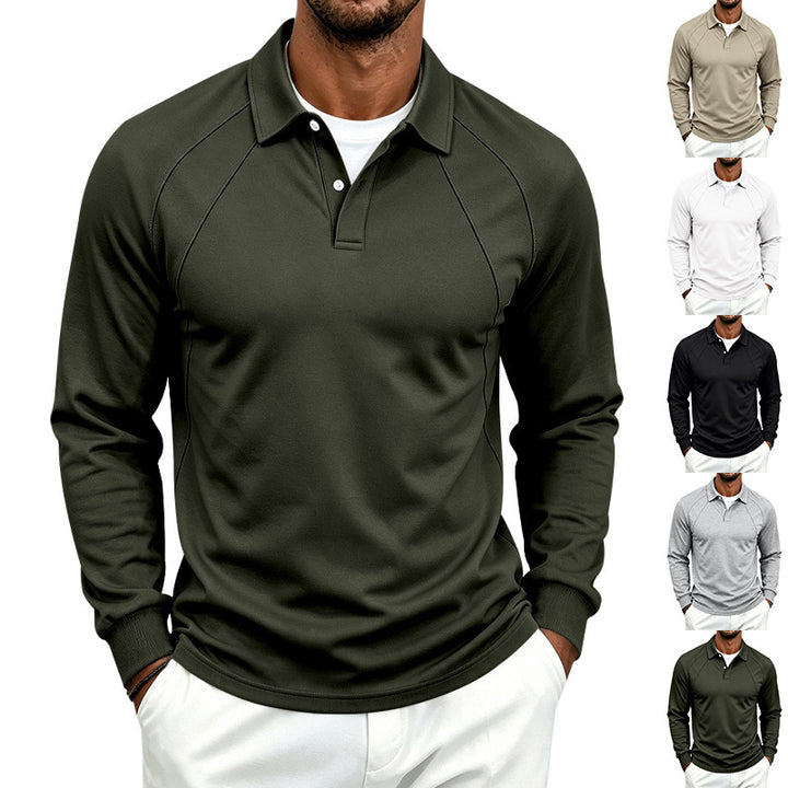 Herren Langarm-Polo aus feinem Baumwoll-Mix mit Raglannähten und Rippbündchen Echoarchiv