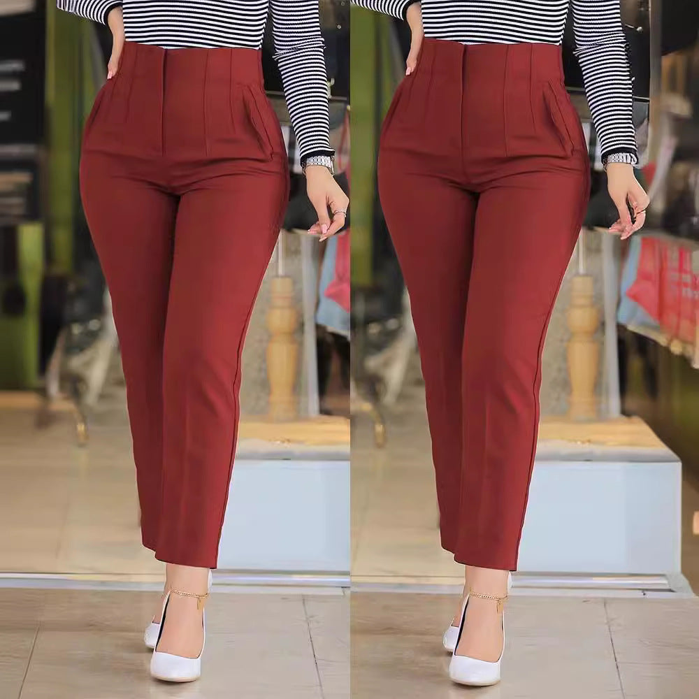 Damen Hochtaillierte Slim-Fit Bügelfalten-Hose mit geradem Bein – Avélisse