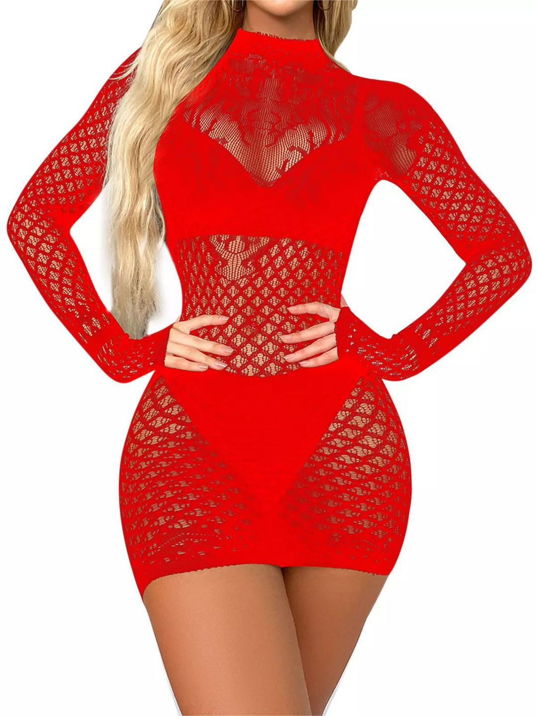 Damen Netzkleid mit langen Ärmeln Echo Archiv