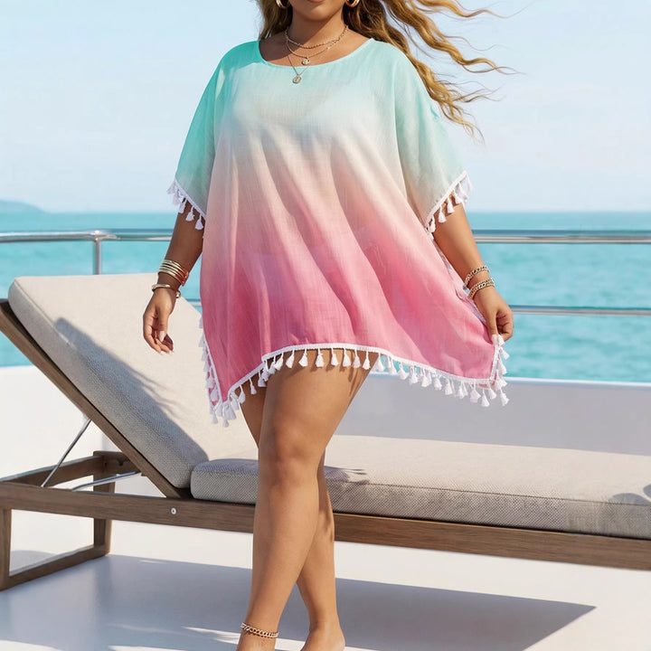 Damen luftiger Strandüberwurf mit eleganten Quasten Echo Archiv