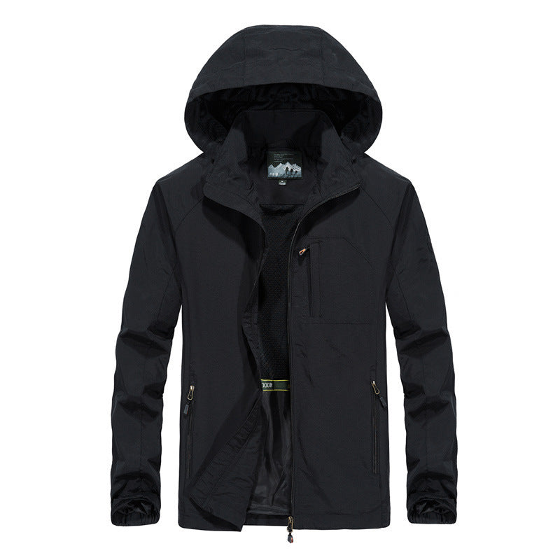 Herren Leichte Kapuzen-Outdoorjacke im technischen Look mit atmungsaktivem Meshfutter und Reißverschlusstaschen – Taviero