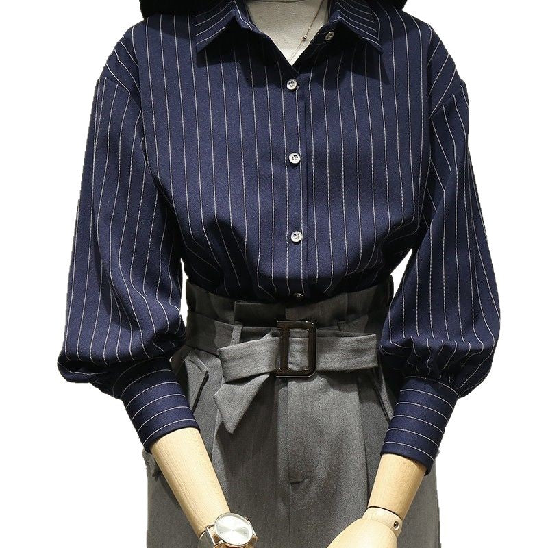 Damen Modische Bluse mit weitem Ärmel und Streifen Echo Archiv