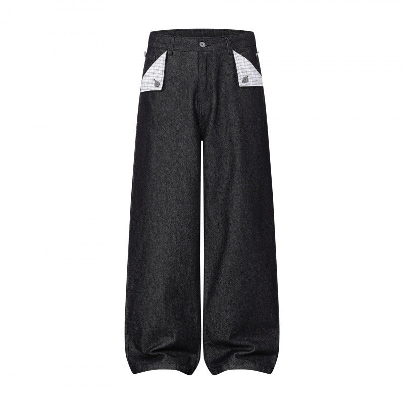Damen Weite Balloon-Jeanshose mit hoher Taille, kontrastierten Pattentaschen und ballonförmigem Saum Echo Archiv