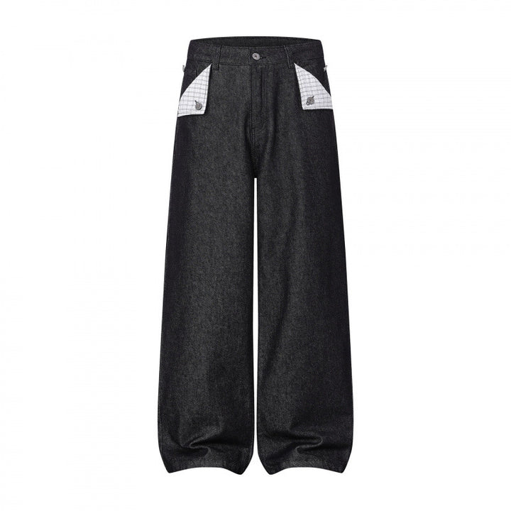 Damen Weite Balloon-Jeanshose mit hoher Taille, kontrastierten Pattentaschen und ballonförmigem Saum Echo Archiv