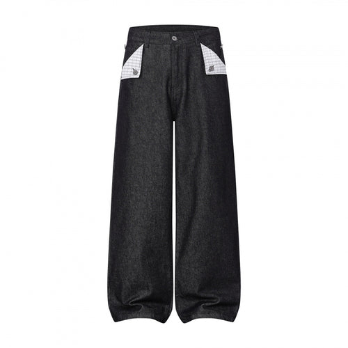 Damen Weite Balloon-Jeanshose mit hoher Taille, kontrastierten Pattentaschen und ballonförmigem Saum Echo Archiv
