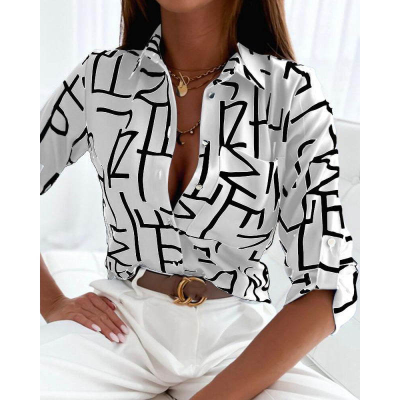 Damen modische Bluse mit künstlerischem Linienstil Echo Archiv