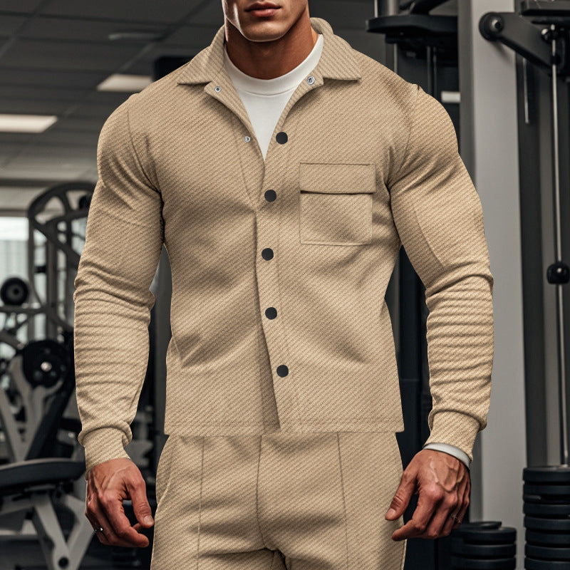 Herren Herrenjacke aus angenehmem Stoff mit modernen Knopfdetails und Brusttasche Echoarchiv