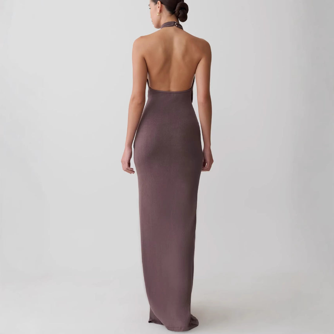 Damen Elegantes knöchellanges Wickelkleid mit tiefem Schlitz Echo Archiv