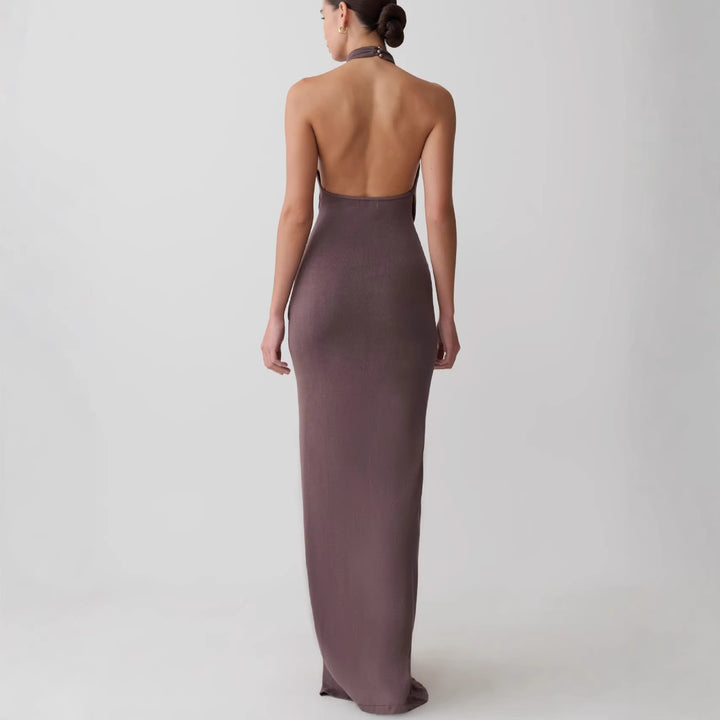 Damen Elegantes knöchellanges Wickelkleid mit tiefem Schlitz Echo Archiv