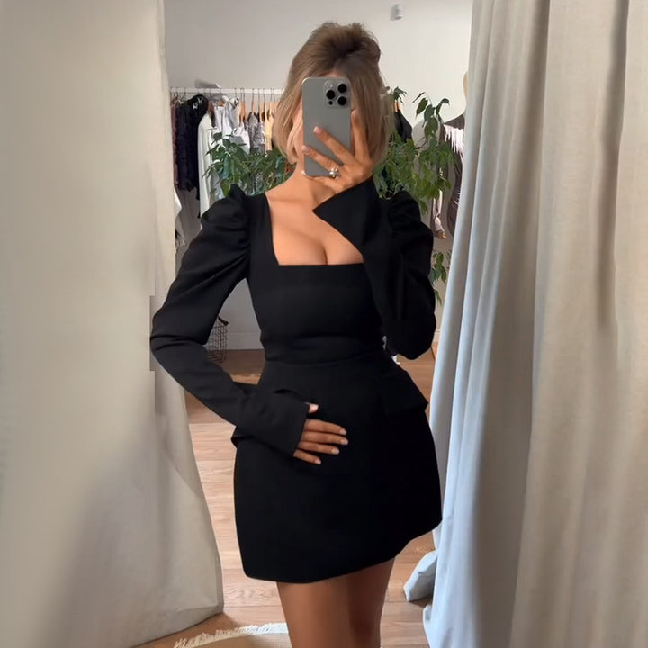 Damen elegantes Minikleid mit Puffärmeln und tailliertem Schnitt Echo Archiv