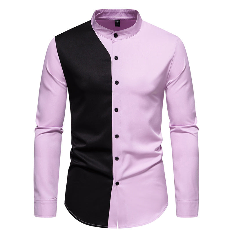 Herren elegantes Langarmhemd mit modernem Farbblockdesign Echoarchiv