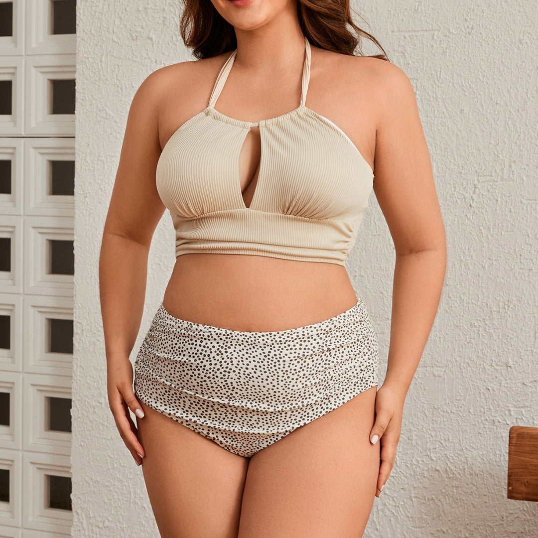 Damen Hochgeschnittenes Bikini-Set mit gerafftem Oberteil Echo Archiv