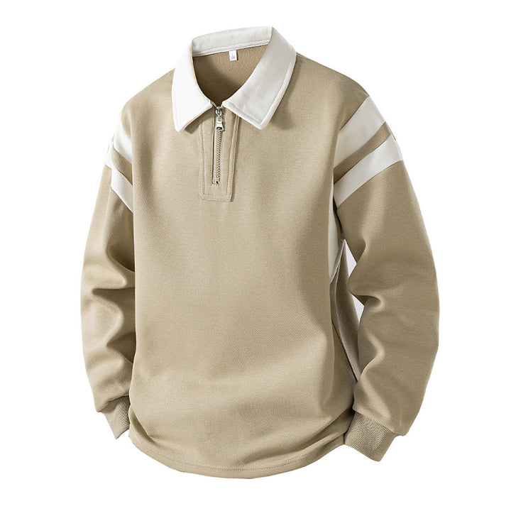 Herren Retro-Sportliches Rugby-Pulli mit halbhohem Reißverschluss und kontrastierendem Hemdkragen Echo Archiv