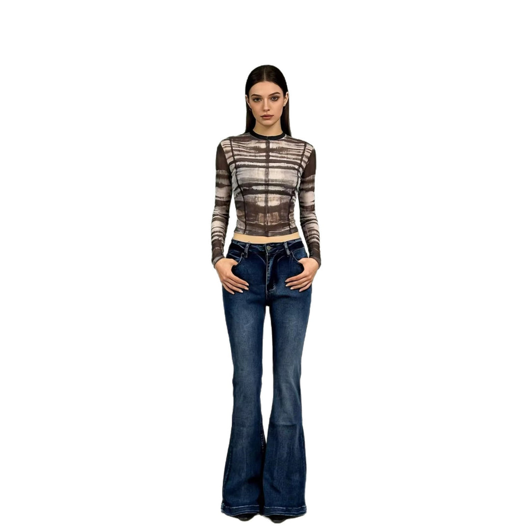 Damen elegantes cropped Oberteil mit Puffärmeln und Vintage-Stickerei Echo Archiv