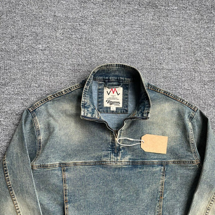 Herren Modische Jeansjacke mit Stehkragen Echo Archiv