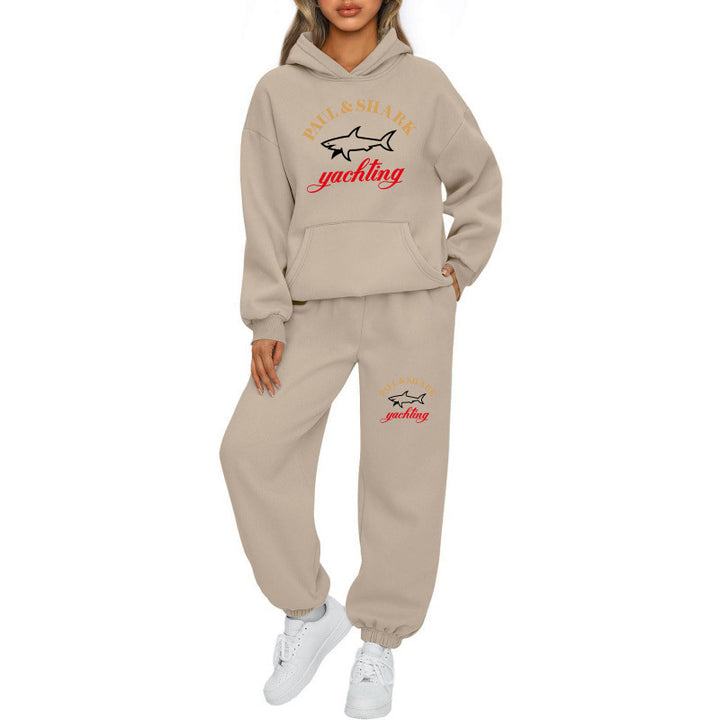 Damen nan oversized Hoodie und Jogginghose Set mit Kapuze Kängurutasche und gerippten Bündchen Echo Archiv