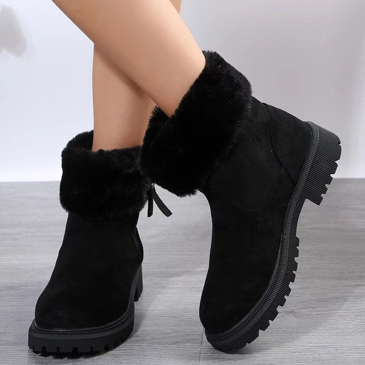 Damen  gefütterte Ankle-Boots mit vollem Fellkragen, robust profiliertem Laufsohle und seitlichem Reißverschluss Echo Archiv