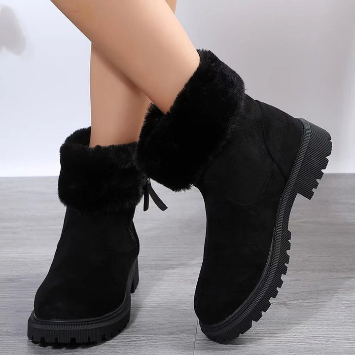 Damen  gefütterte Ankle-Boots mit vollem Fellkragen, robust profiliertem Laufsohle und seitlichem Reißverschluss Echo Archiv