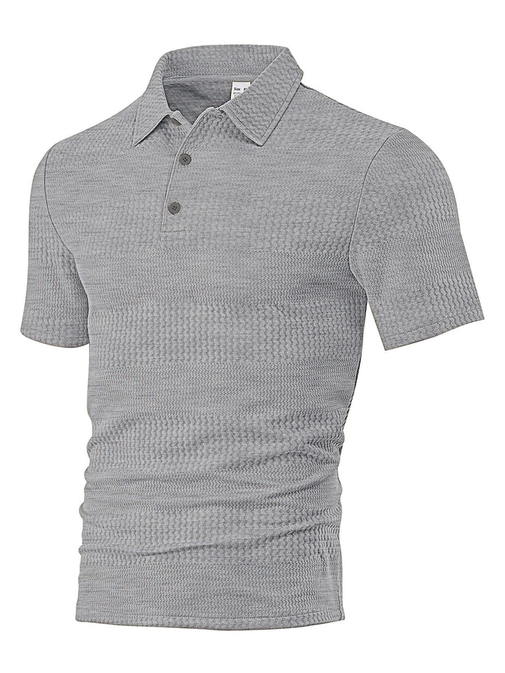 Herren nan körperbetontes Kurzarm-Polo aus elastischem Jacquardstrick mit Hemdkragen Echo Archiv