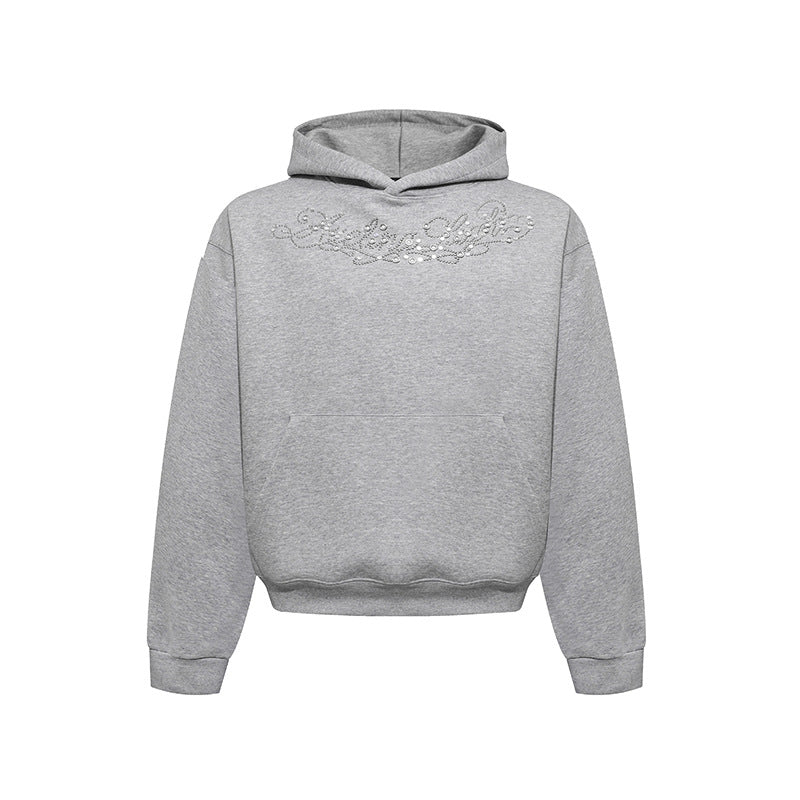Damen Kapuzenpullover mit Schmuckstein‑Besatz und Kängurutasche Echoarchiv