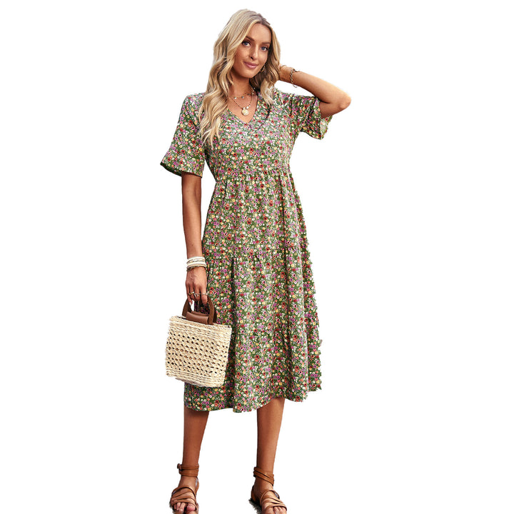 Damen Midikleid mit floralem Muster und A-Linien-Schnitt Echo Archiv