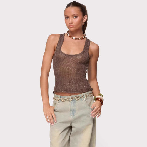 Damen Glamouröses Glitzer-Tanktop Echo Archiv